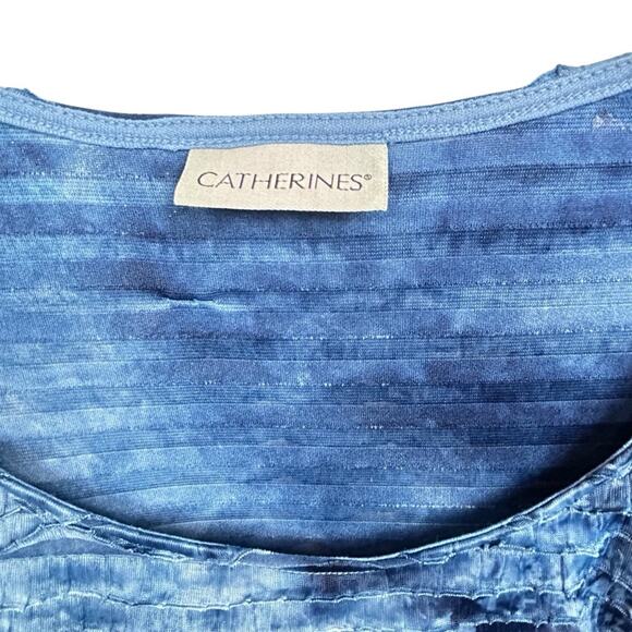 Catherines Tie Dye Top Womens Size 1X Blue Flowy Ruffled Layers Boho Loose Fit - Picture 4 of 6